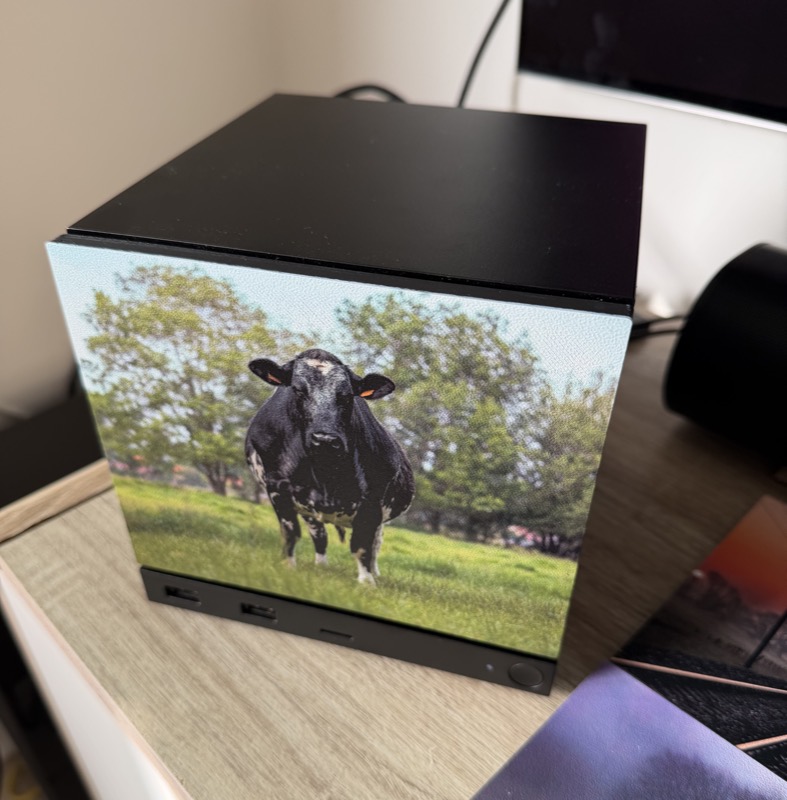 Faceplate with a Belgian Blue cow on a Steam Machine